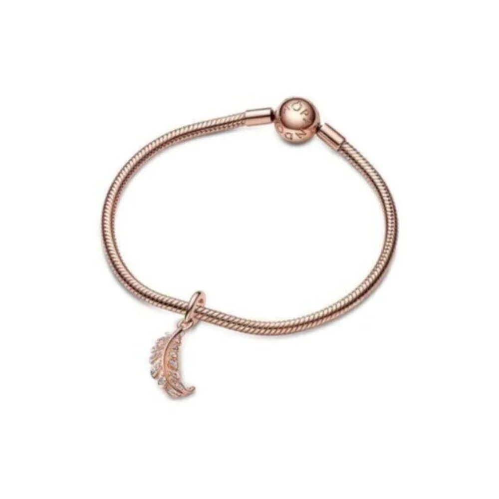 ✅Pandora Moments 14K Rose Gold Plated Cz Dangle Charm
